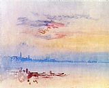 Joseph Mallord William Turner Famous Paintings - Venice Looking East from the Guidecca Sunrise